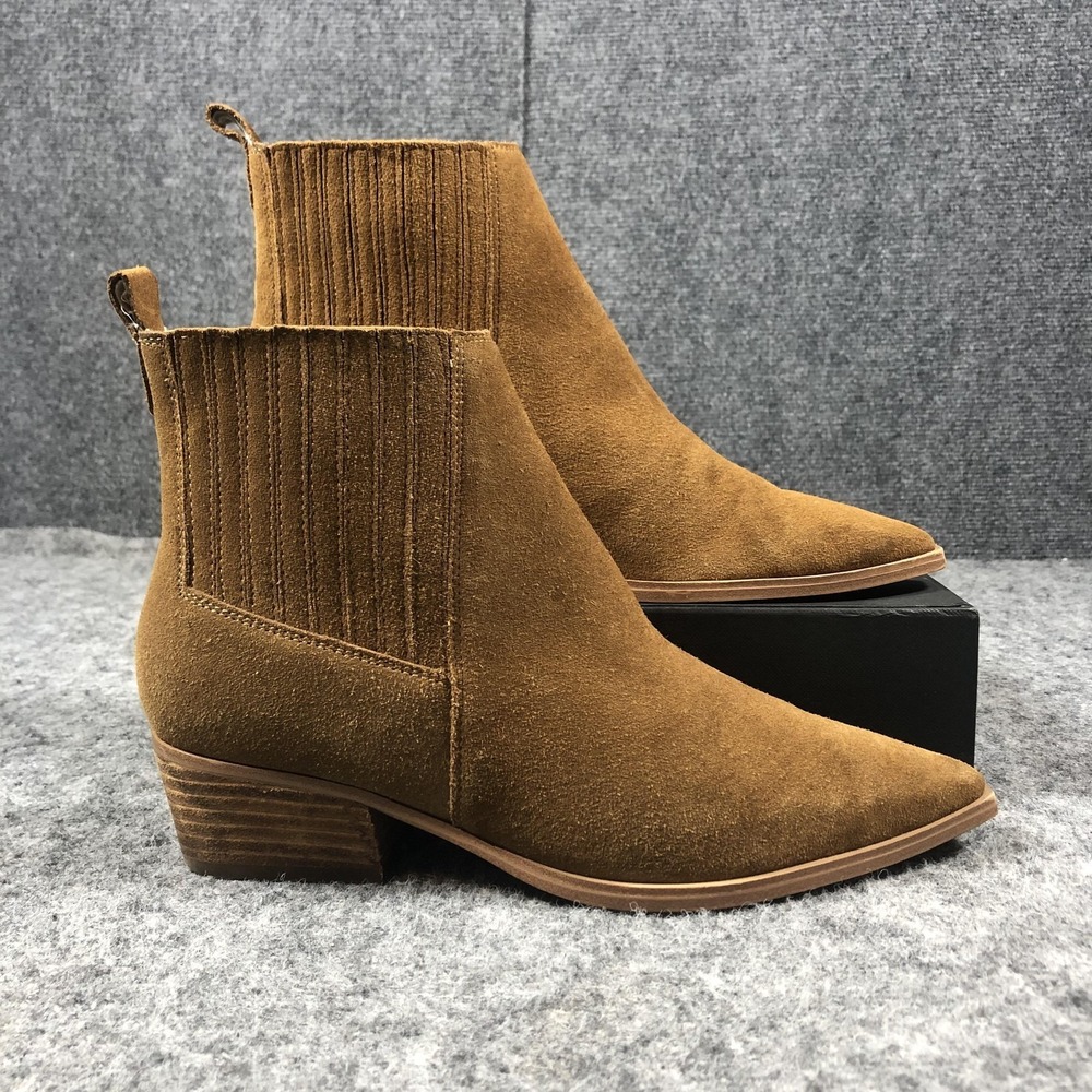 Marc Fisher LTD Chelsea Ankle Boots Womens 7.5 M Brown Suede Block Heel - Picture 2 of 16